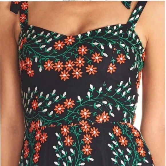 Dress the Population Wren Midi Dress Floral Embroidered - Black Multi Large Wome - Picture 3 of 13